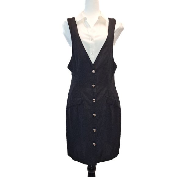 Vintage 80s Mini Coat Dress Button Up Front tie in back - Picture 6 of 7